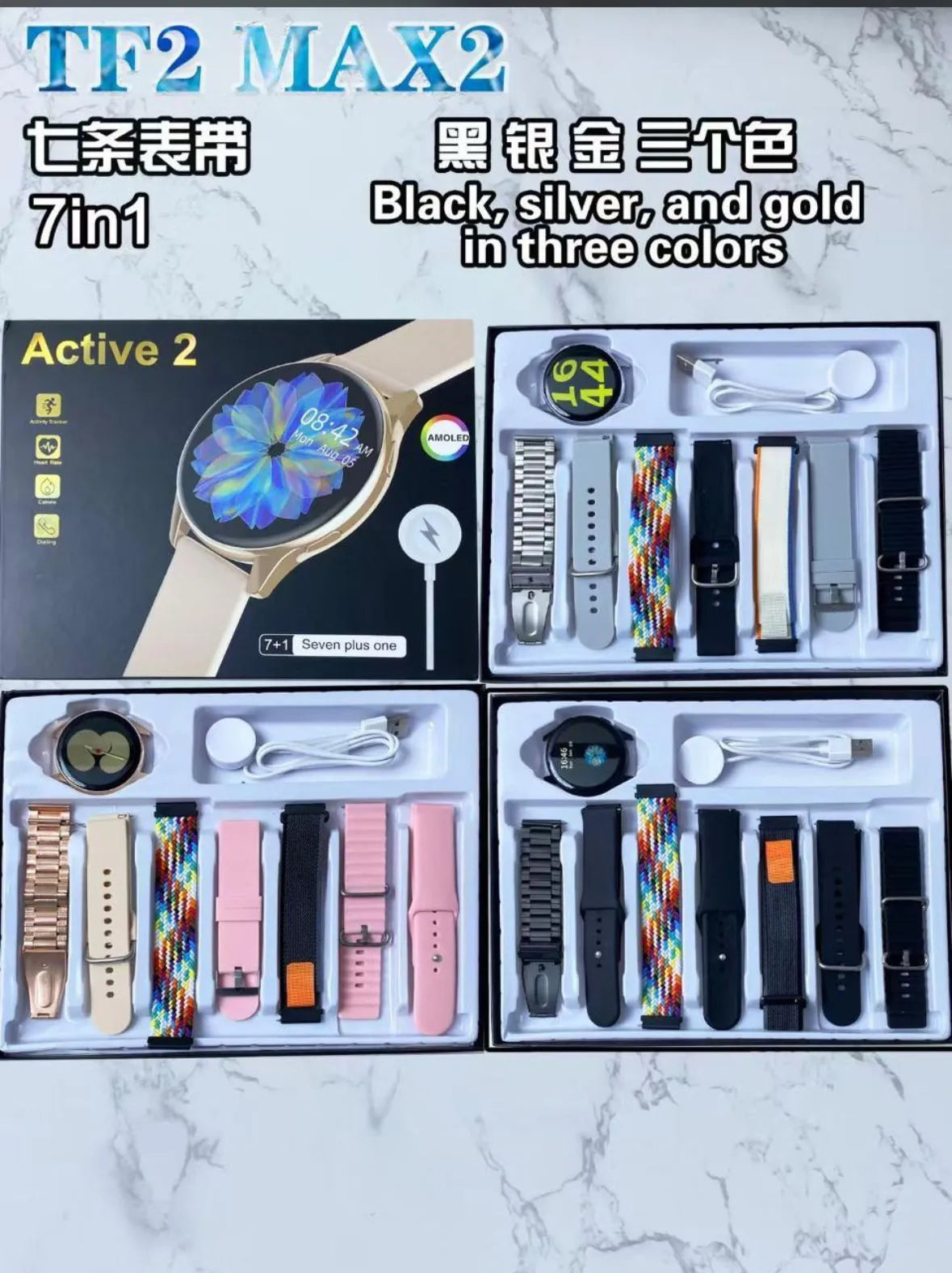 Svmsung Galaxy Active 2 Smartwatch (7 Belt Combo) With Logo