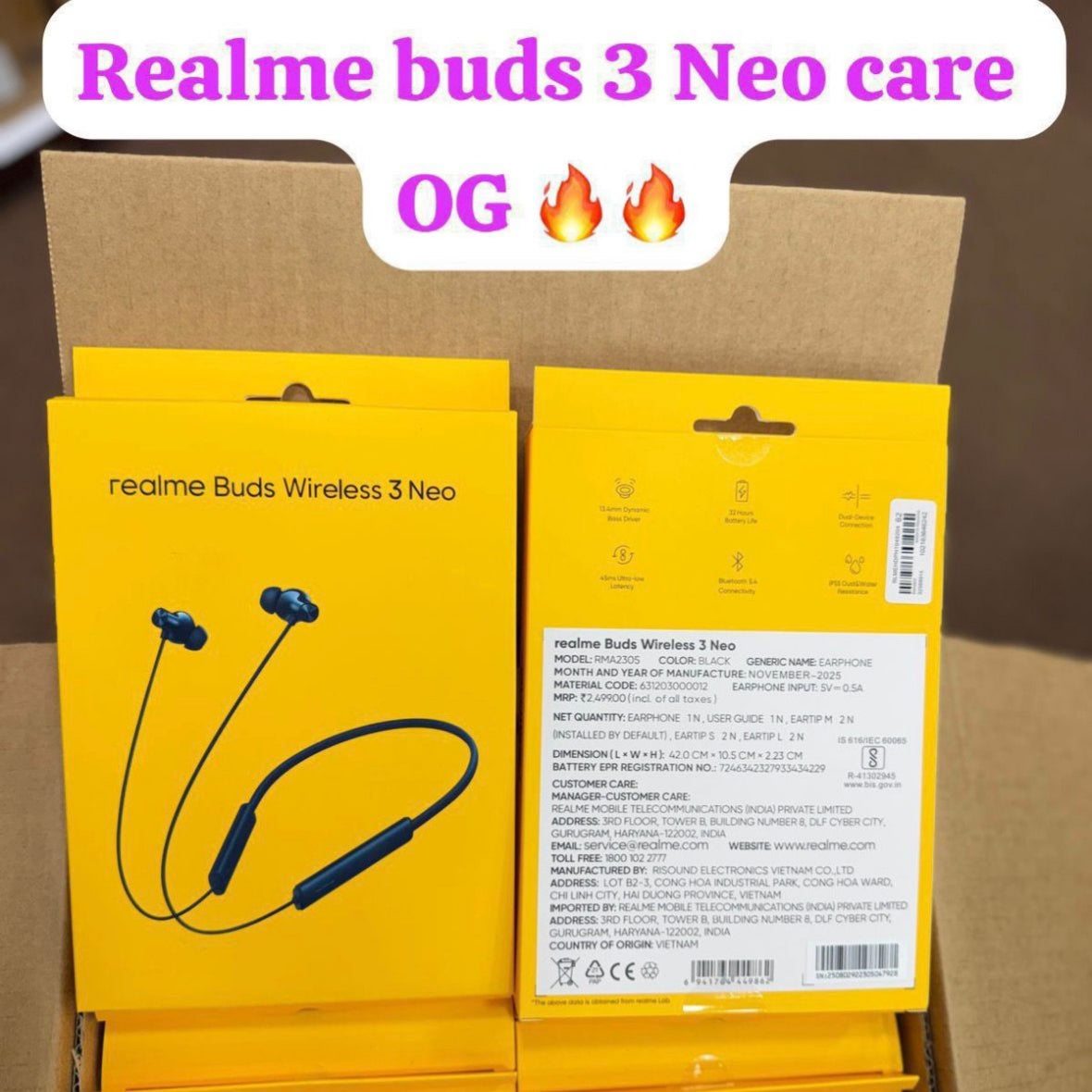 Reelme Buds Wireless 3 neo ( Og ) Neckband