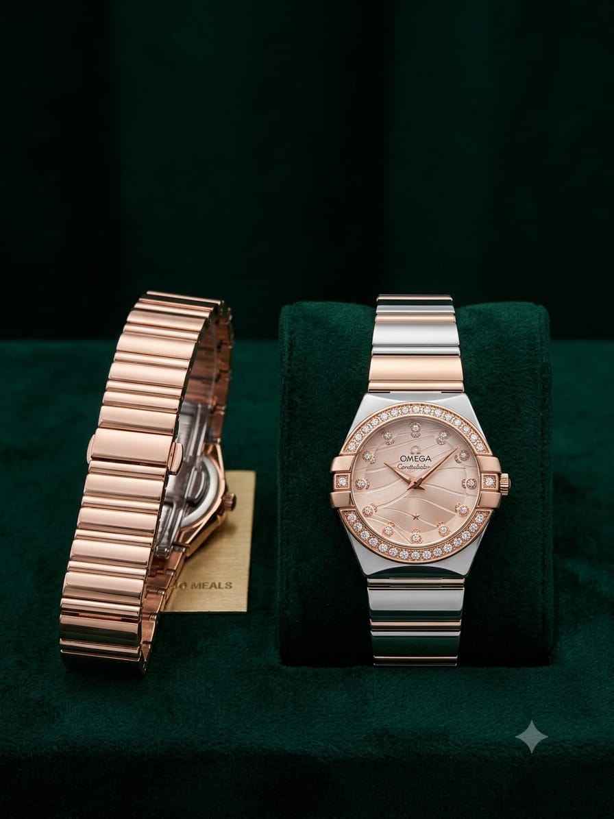 Omega watch with butterfly lock for girls