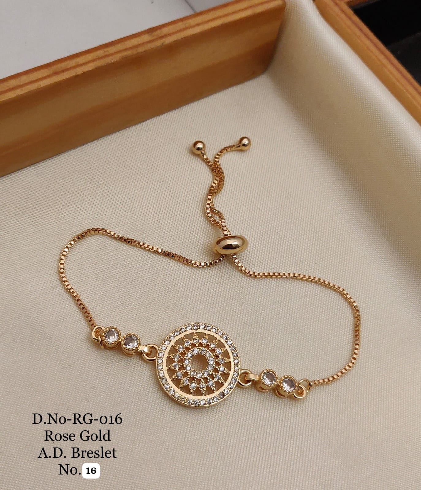 Elegant Rose Gold A.D. Bracelet designed with sparkling stones and a luxurious finish 🤩