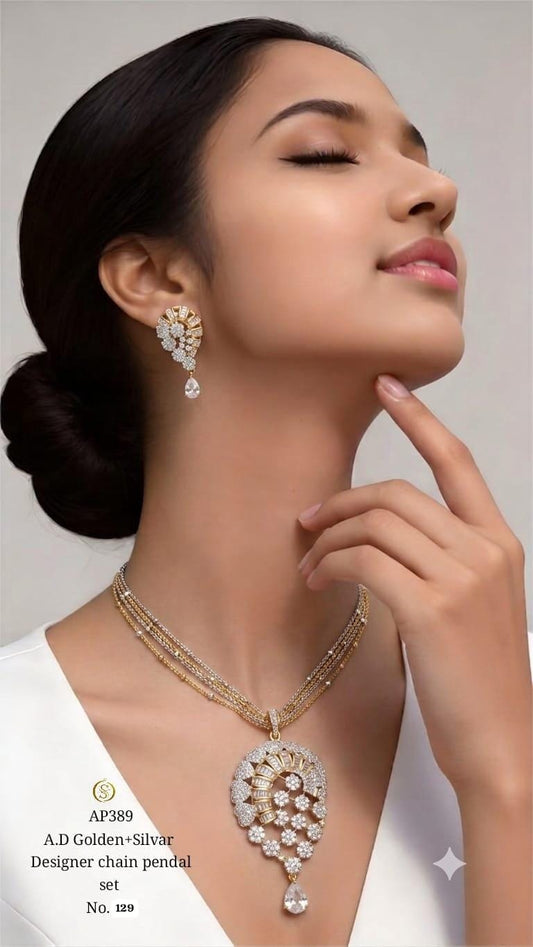 Elegant Designer Chain Pendant Set with a stylish pendant and matching chain 😍