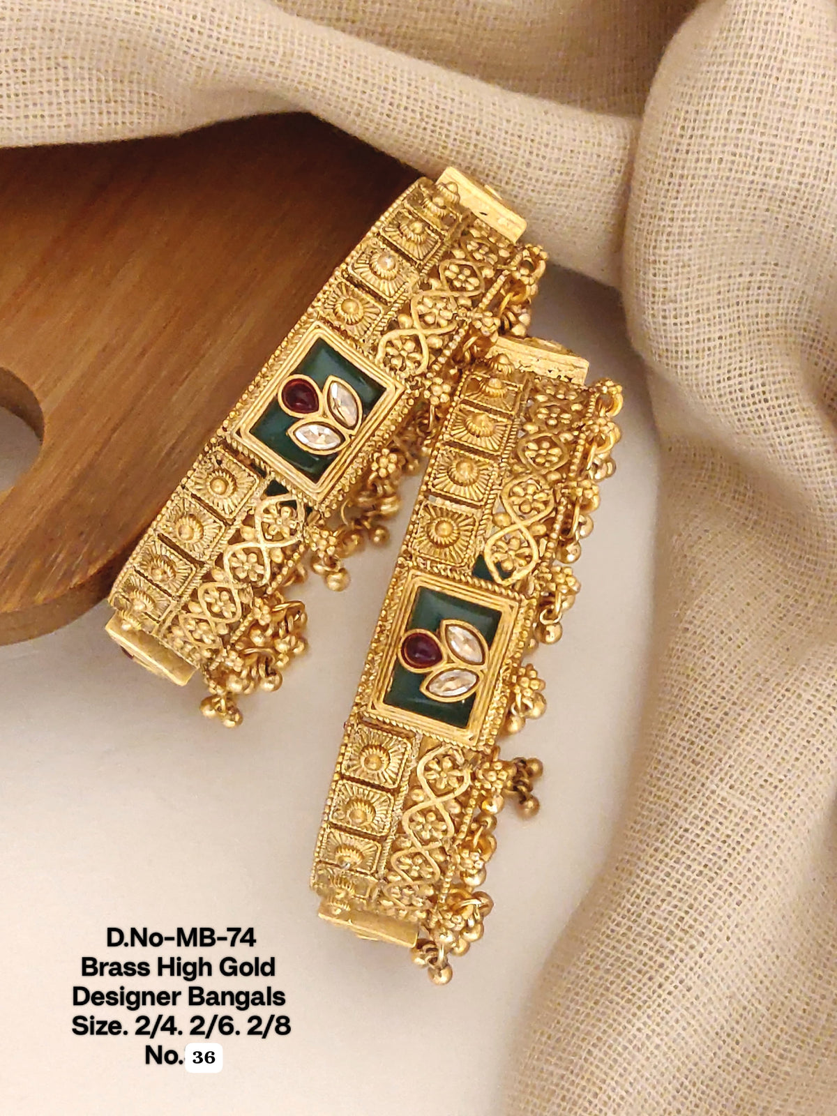 Royal Gold Brass Designer Bangles