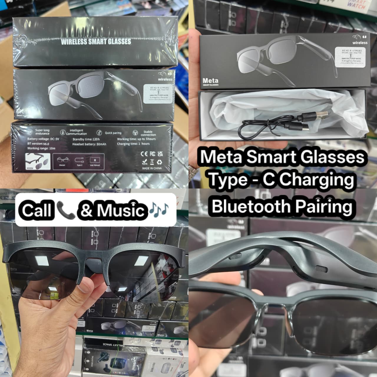 Wireless Smart Glasses ( Music / Calling / Type-C Charging )