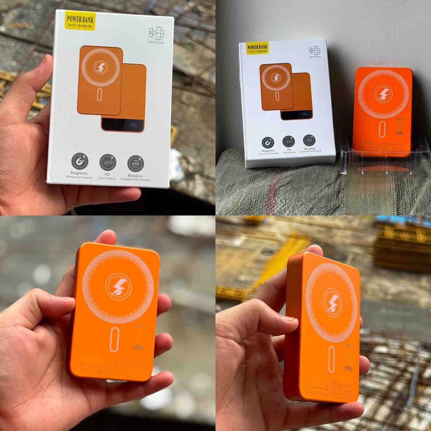 10000 MaH Premium Magsafe Wireless Powerbank With Display ( 17 Series )