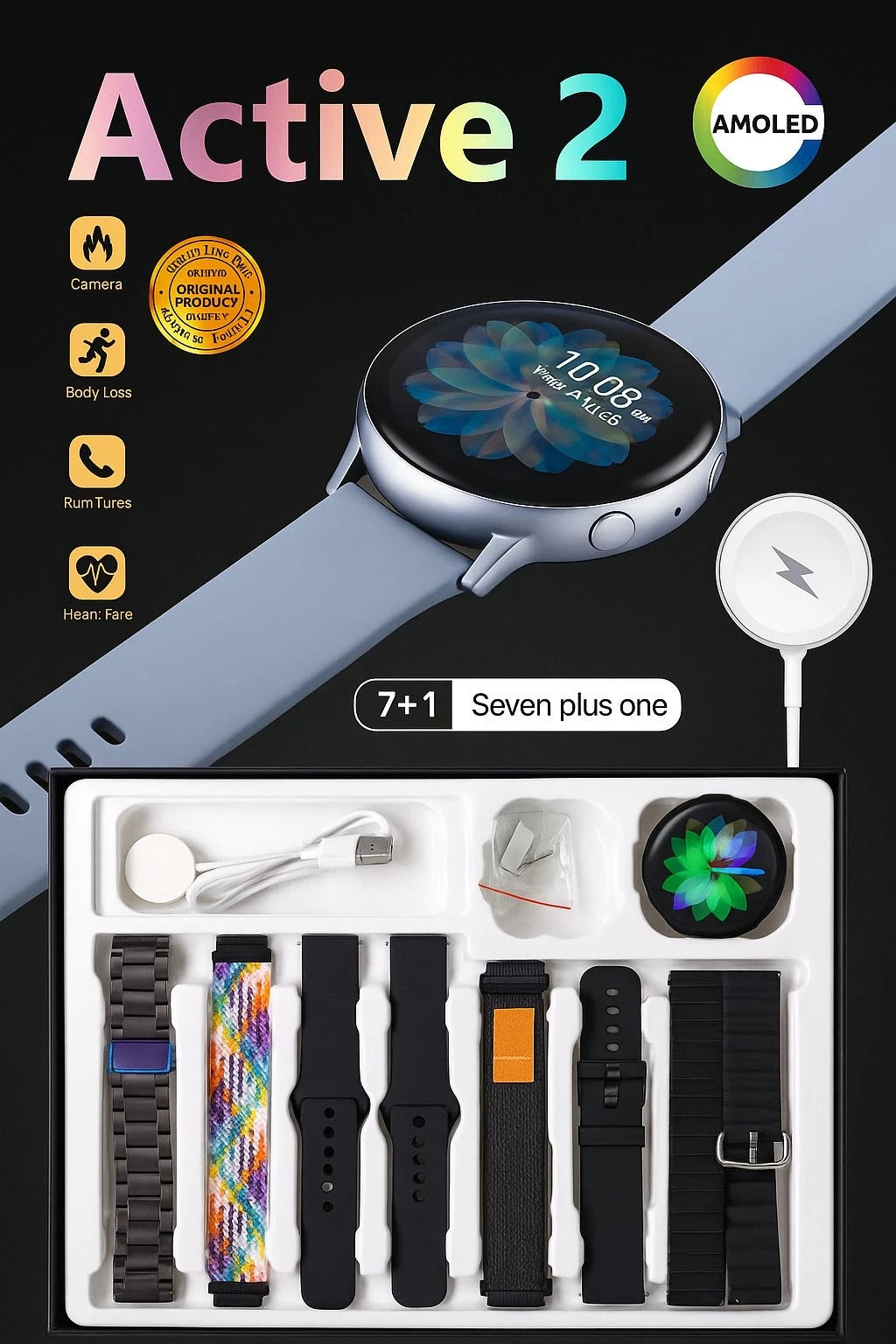 Svmsung Galaxy Active 2 Smartwatch (7 Belt Combo) With Logo