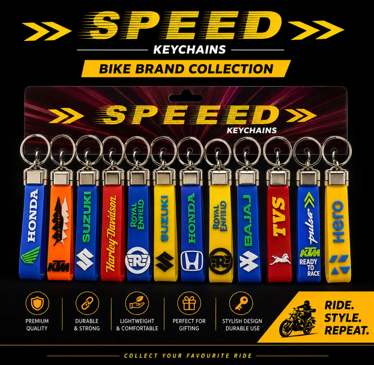 Bike Brand Silicone Keychain Set