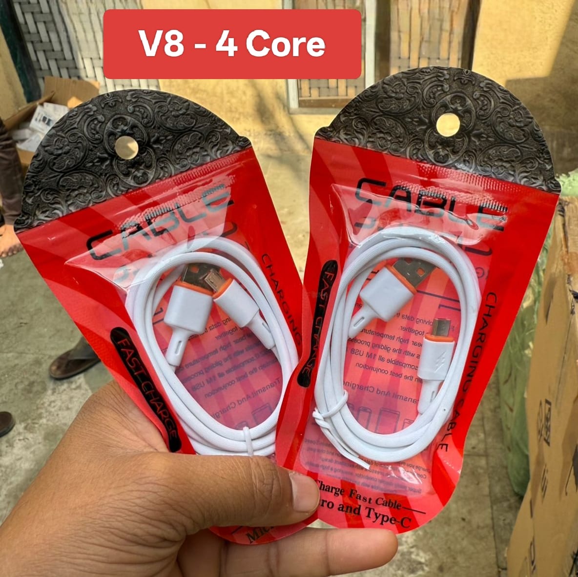 V8 ( 4-Core ) Poly Packing Cable ( Vooc Support )