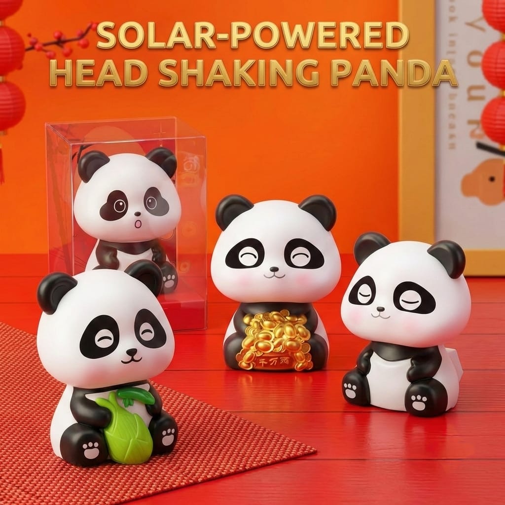 (Big) Solar-Powered Dancing Panda Bobblehead for Car Dashboard & Desk