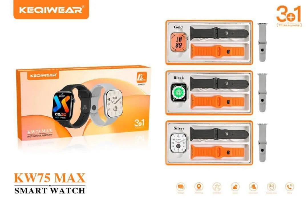 KEQIWEAR KW75-MAX Original SmartWatch ( 3 Belts )