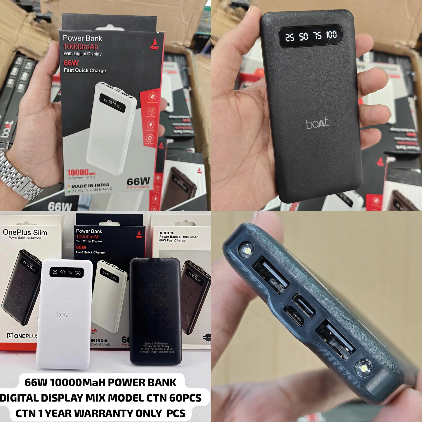 10000 Mah Dual Usb Port Display Powerbank With 6 Months Warranty