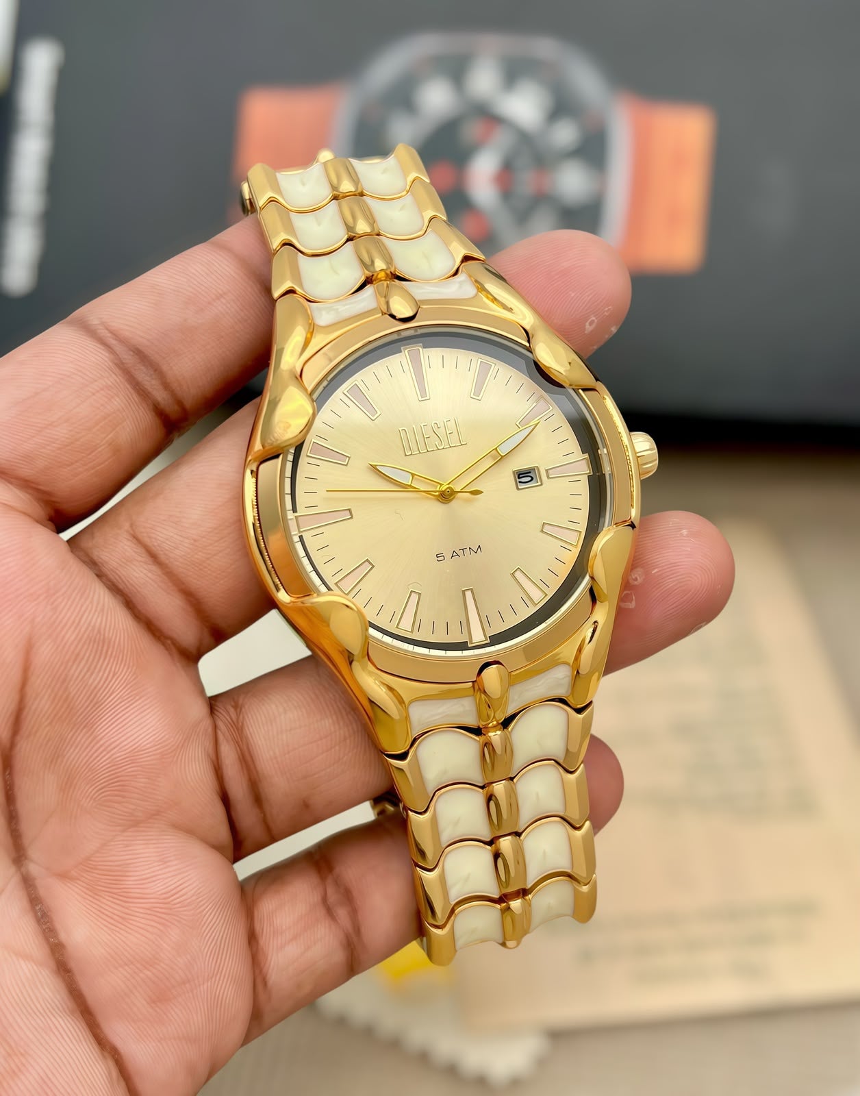 DIESEL GOLD TONE LUXURY WATCH*