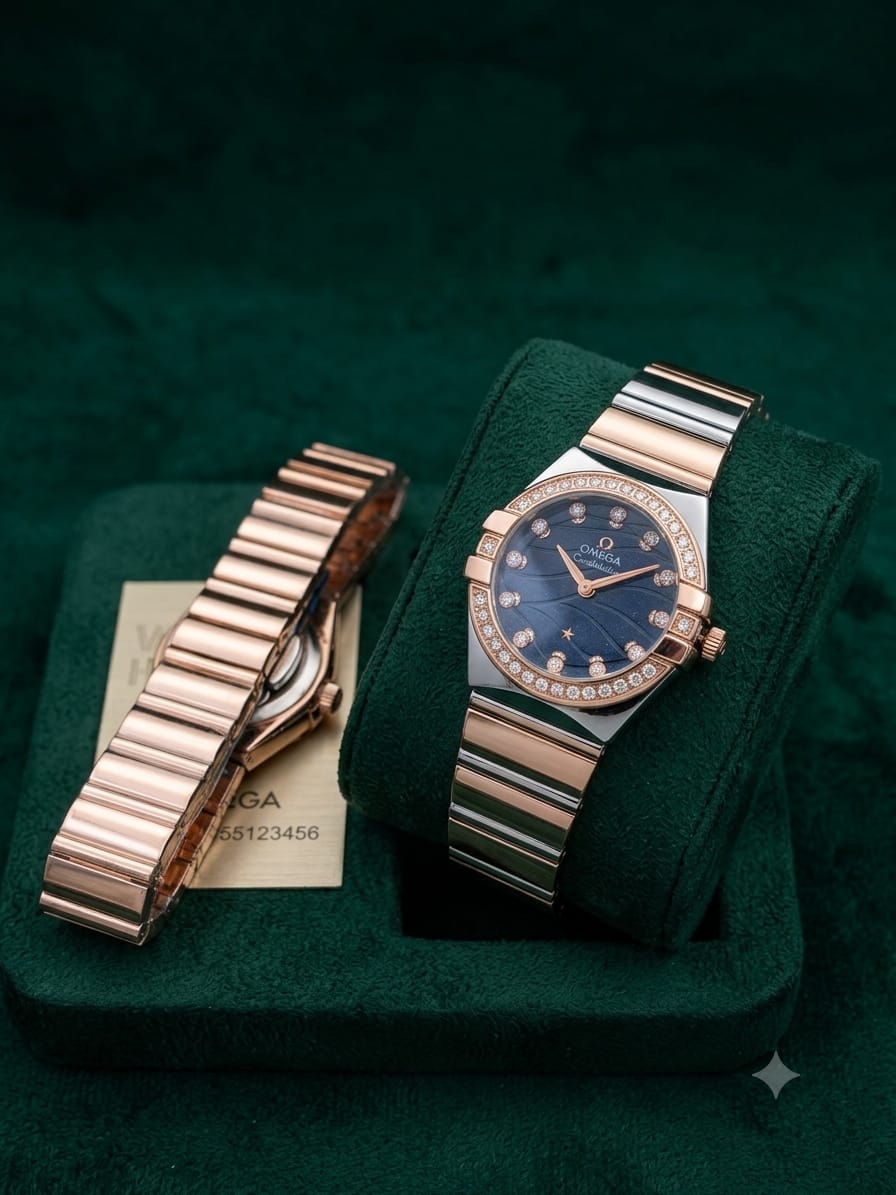 Omega watch with butterfly lock for girls