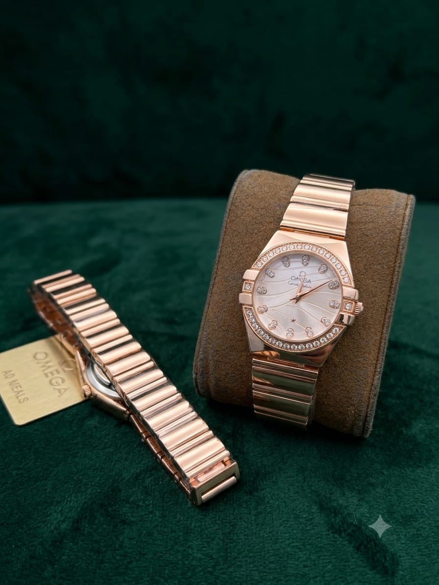 Omega watch with butterfly lock for girls