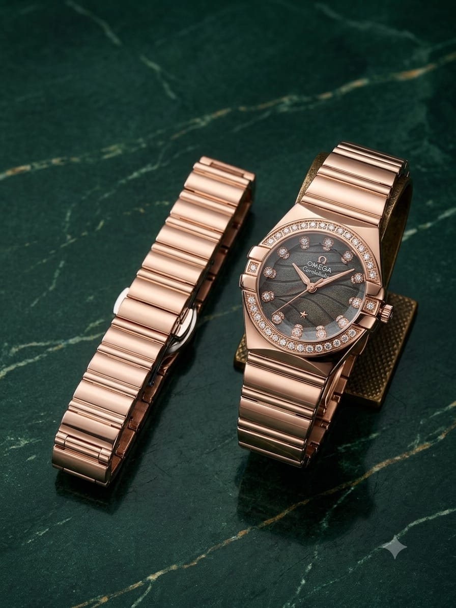 Omega watch with butterfly lock for girls