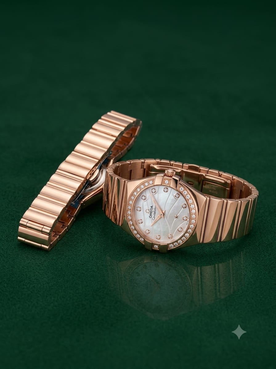 Omega watch with butterfly lock for girls