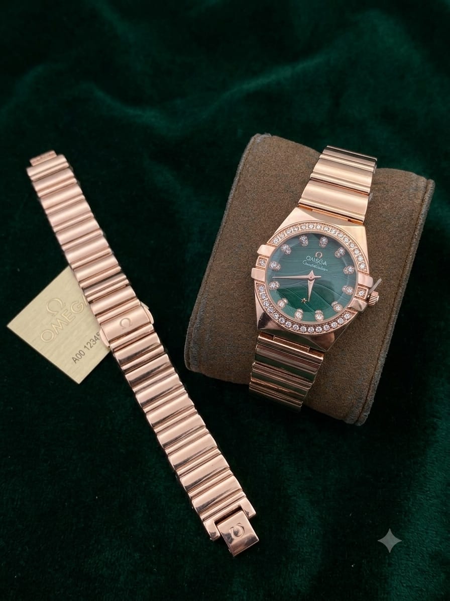 Omega watch with butterfly lock for girls