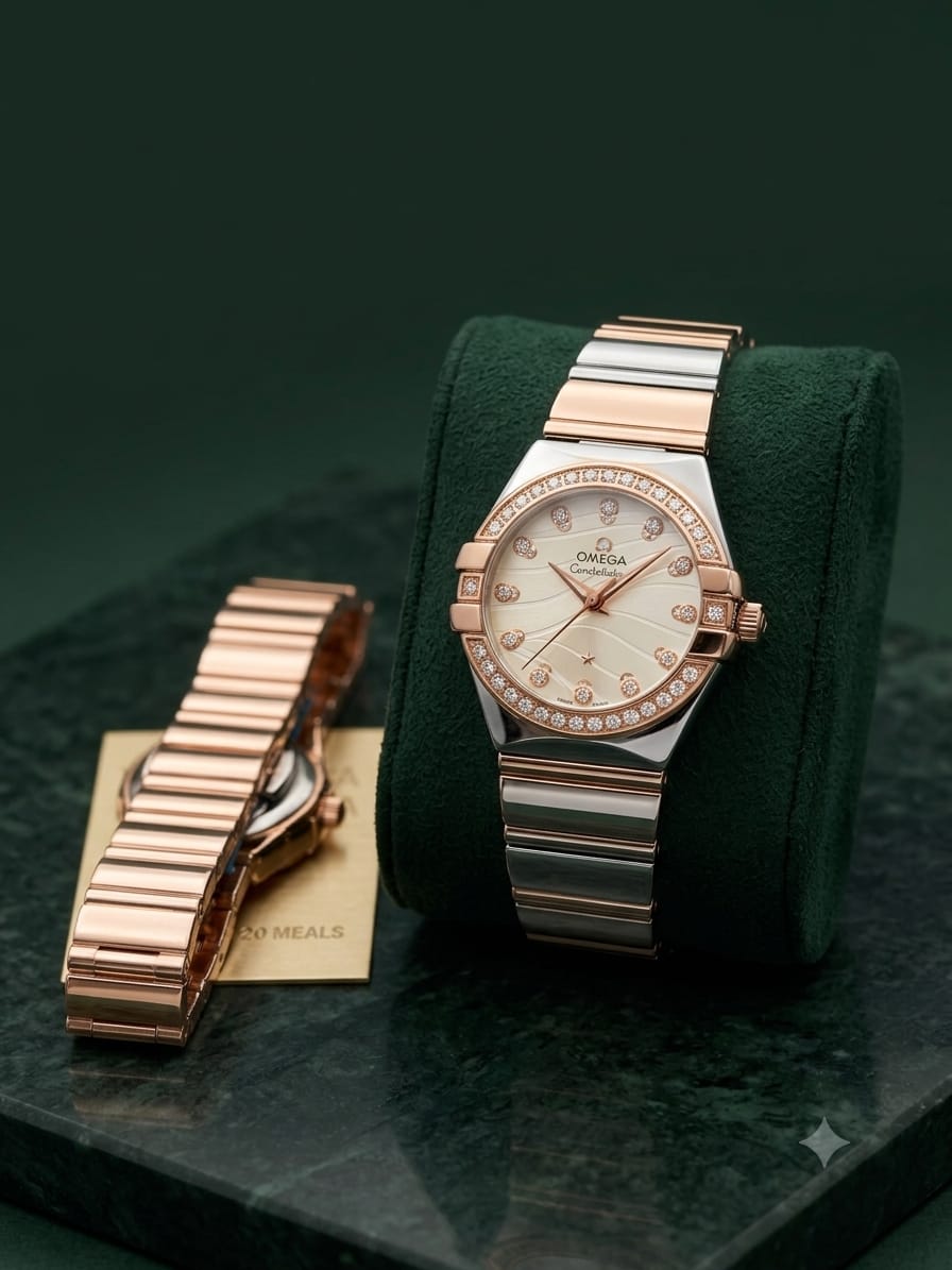 Omega watch with butterfly lock for girls