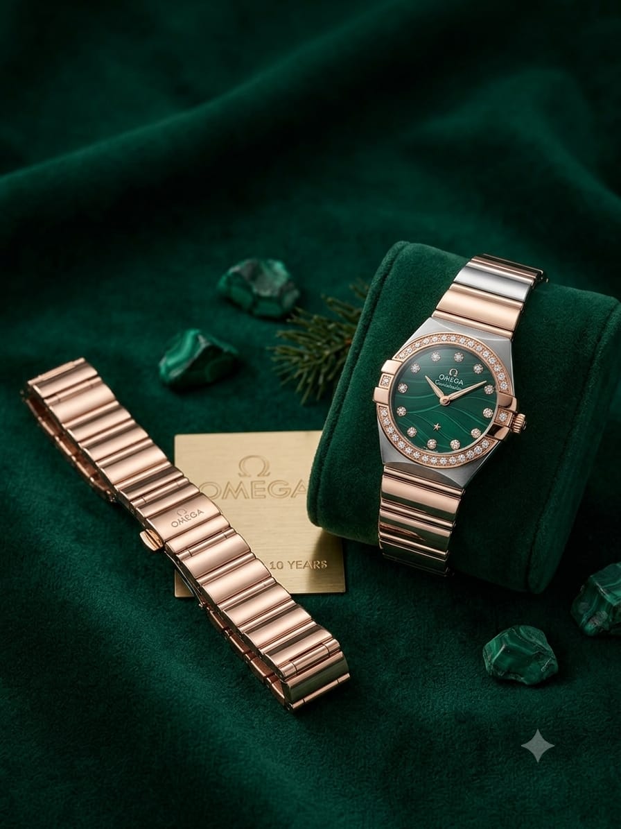 Omega watch with butterfly lock for girls