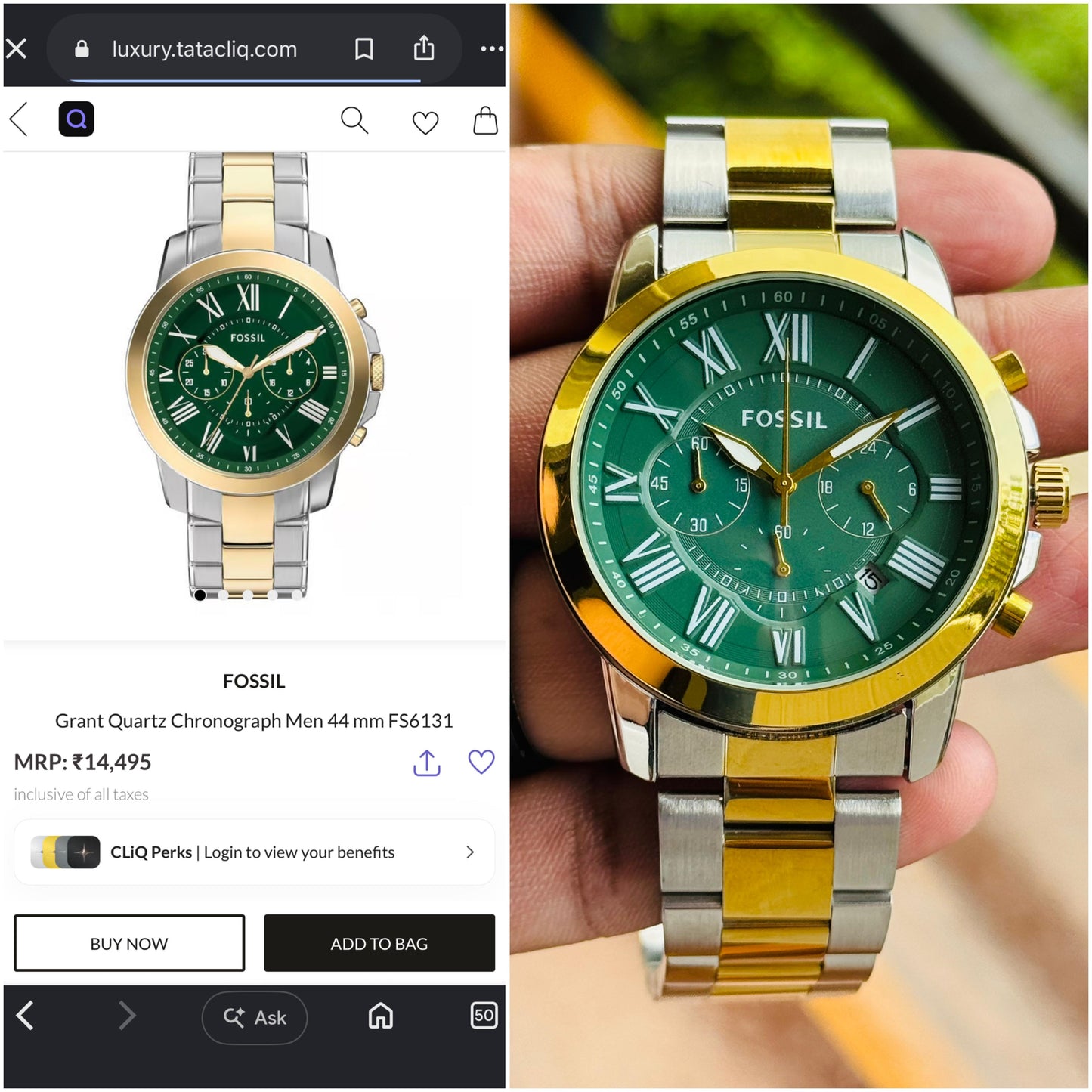 Fossil Grant Chronograph Watch (Model FS6131)*