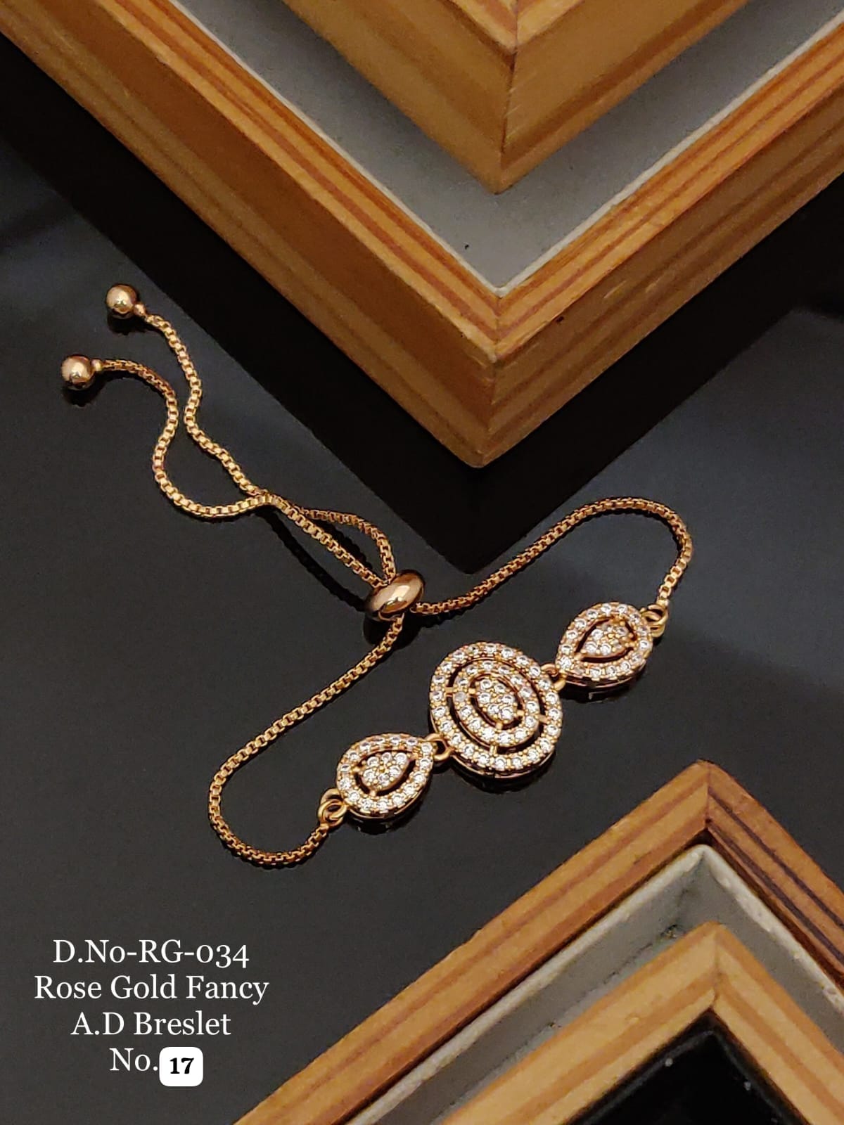 Elegant Rose Gold A.D. Bracelet designed with sparkling stones and a luxurious finish 🤩