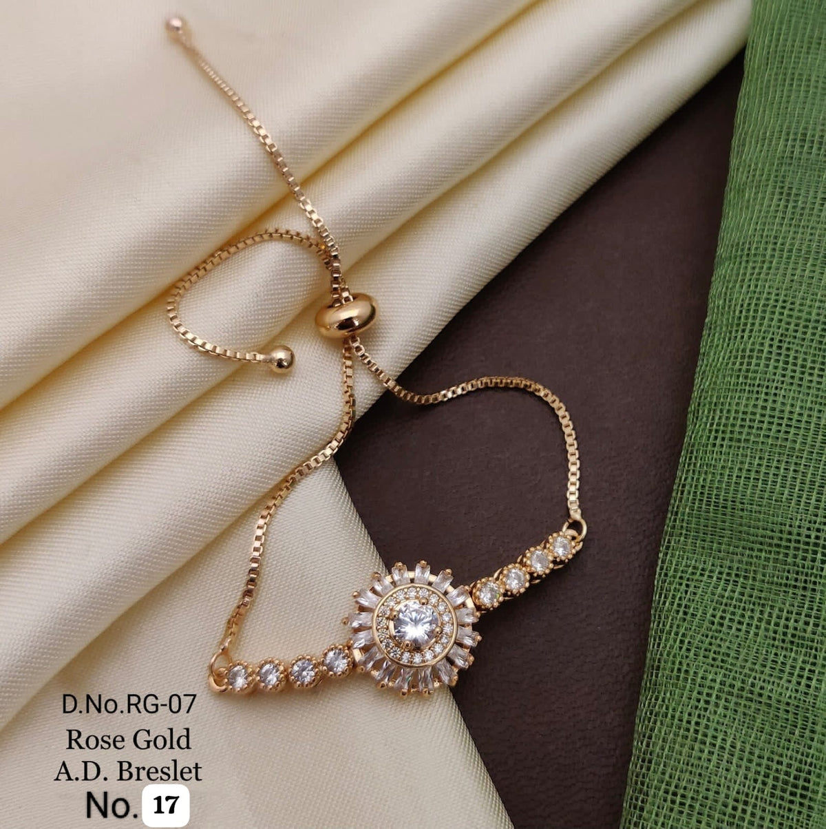 Elegant Rose Gold A.D. Bracelet designed with sparkling stones and a luxurious finish 🤩