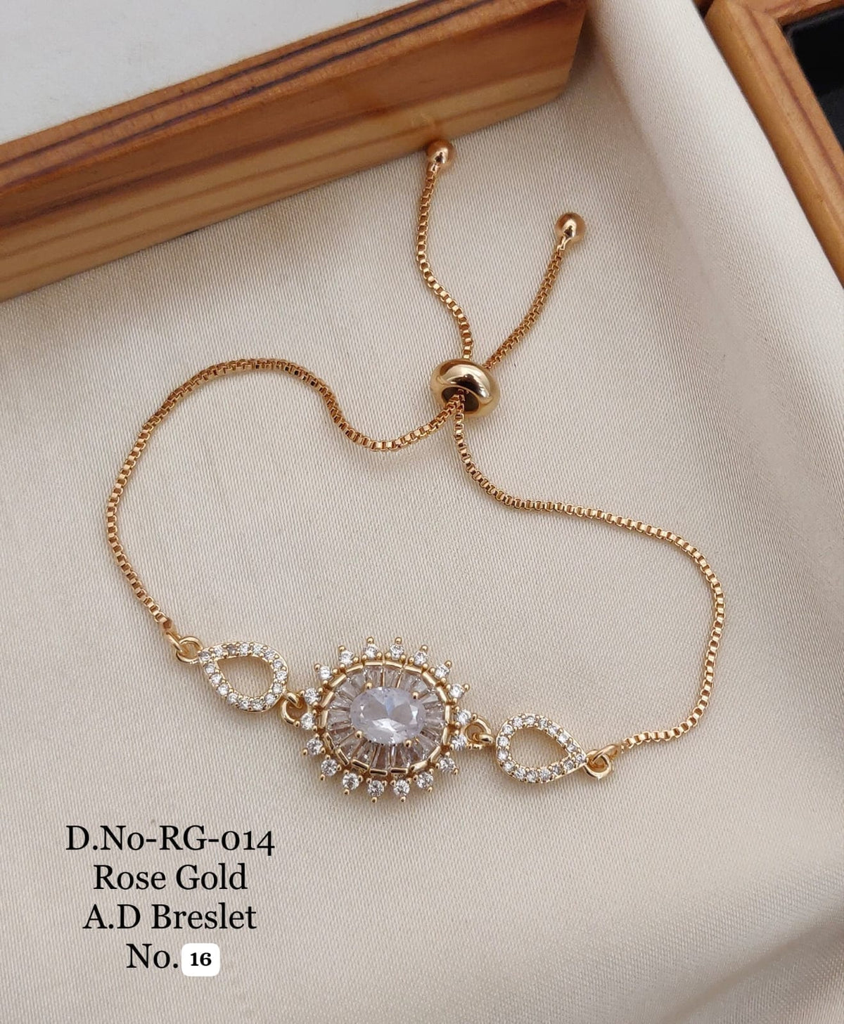 Elegant Rose Gold A.D. Bracelet designed with sparkling stones and a luxurious finish 🤩