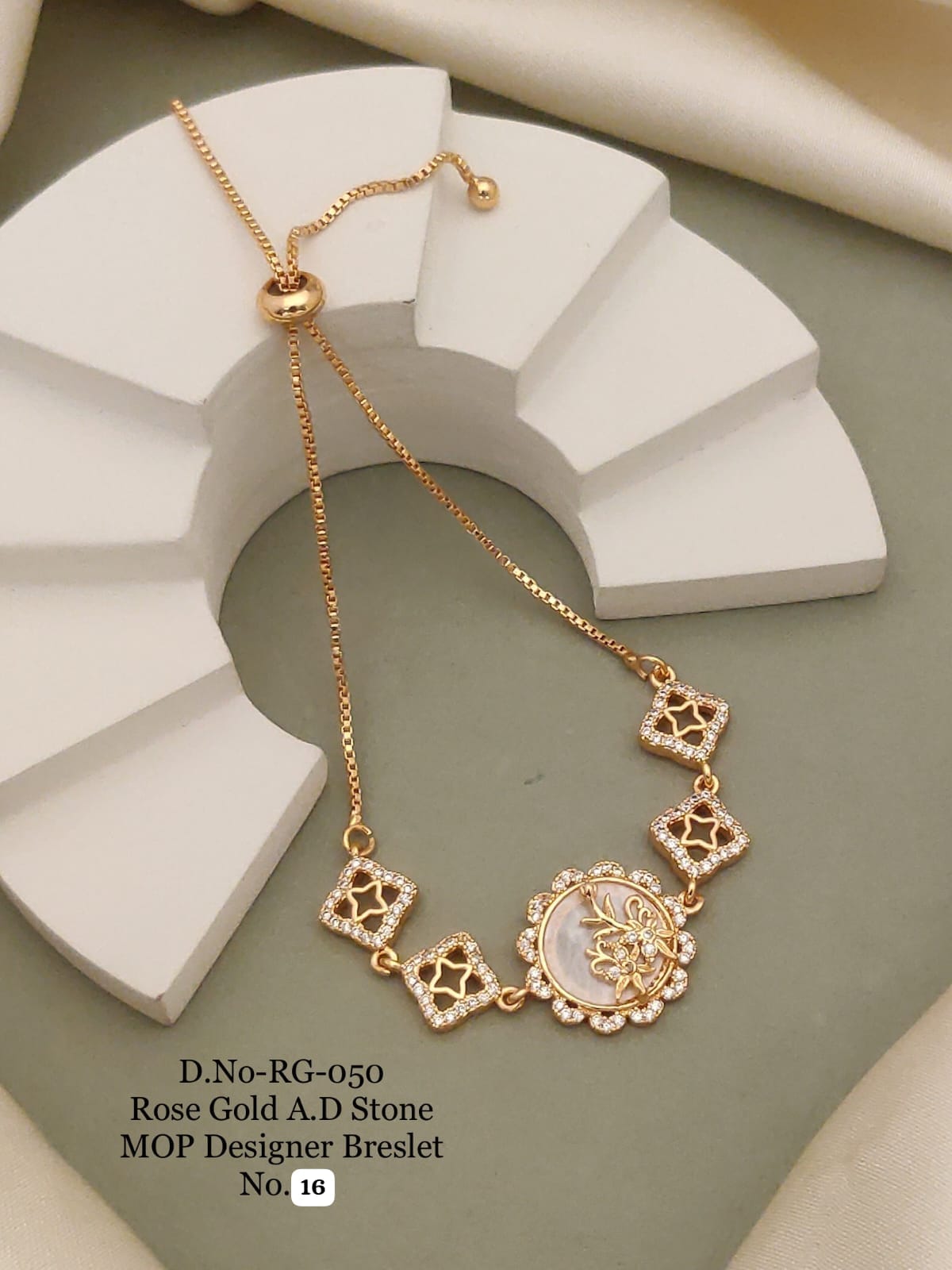Elegant Rose Gold A.D. Bracelet designed with sparkling stones and a luxurious finish 🤩