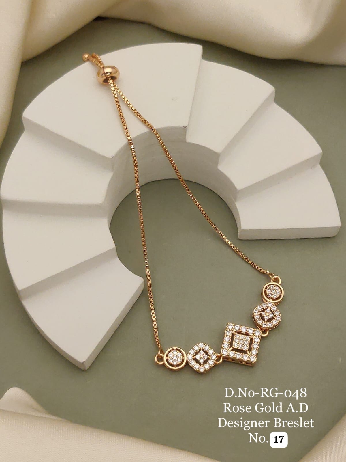 Elegant Rose Gold A.D. Bracelet designed with sparkling stones and a luxurious finish 🤩