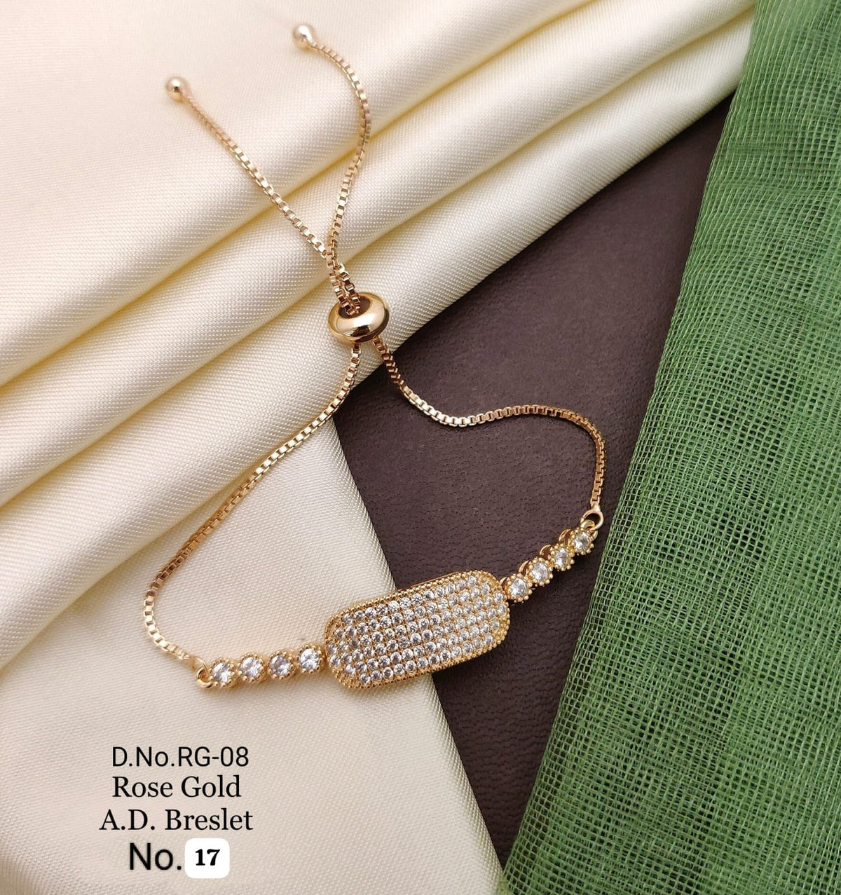Elegant Rose Gold A.D. Bracelet designed with sparkling stones and a luxurious finish 🤩