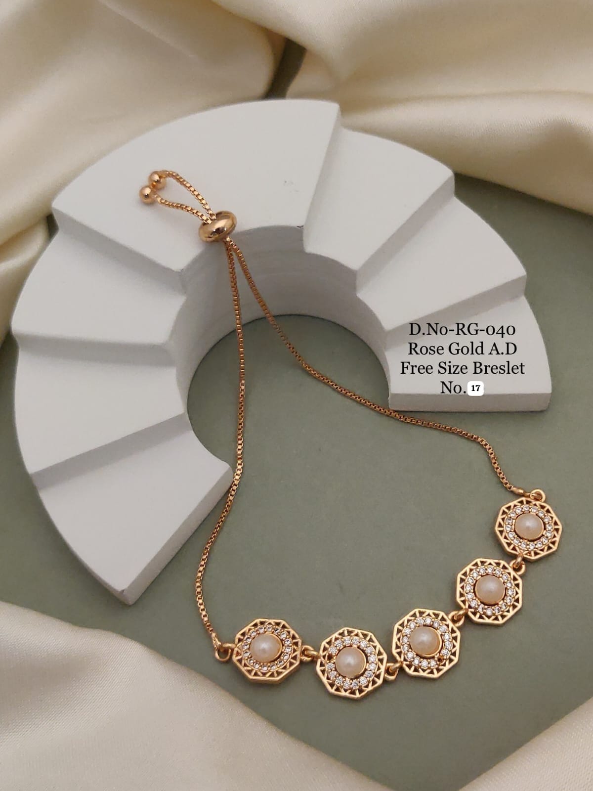 Elegant Rose Gold A.D. Bracelet designed with sparkling stones and a luxurious finish 🤩