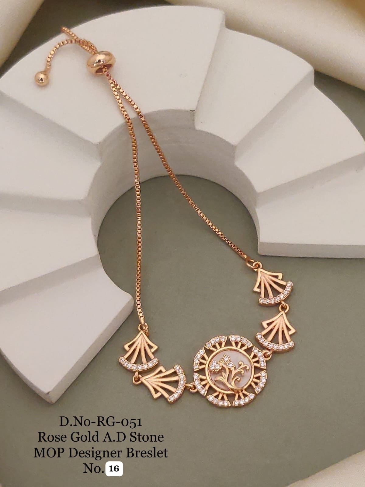 Elegant Rose Gold A.D. Bracelet designed with sparkling stones and a luxurious finish 🤩