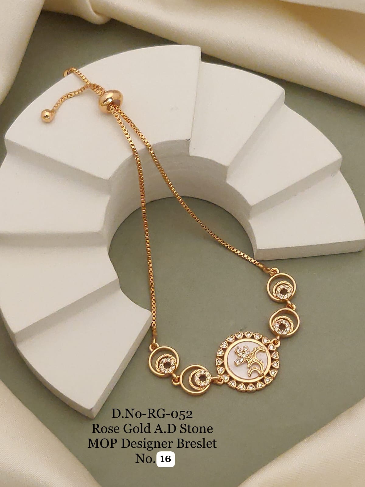 Elegant Rose Gold A.D. Bracelet designed with sparkling stones and a luxurious finish 🤩