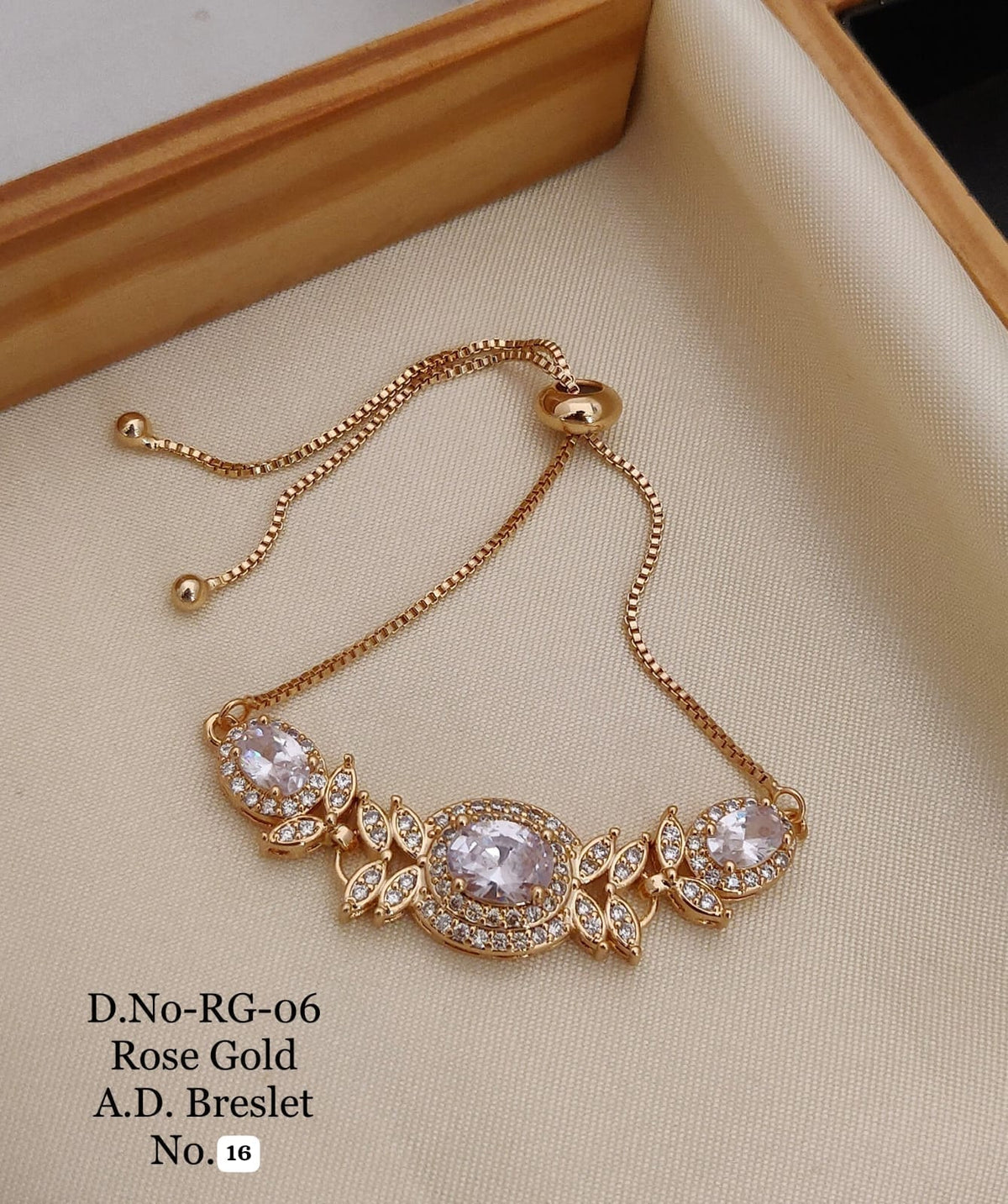 Elegant Rose Gold A.D. Bracelet designed with sparkling stones and a luxurious finish 🤩