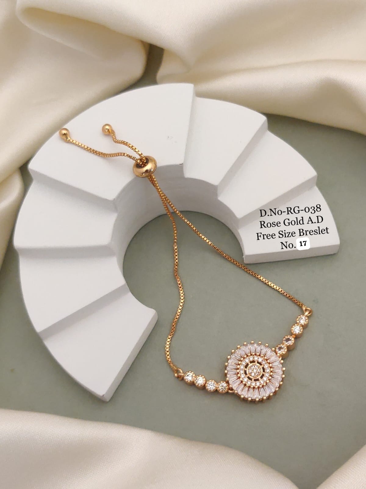Elegant Rose Gold A.D. Bracelet designed with sparkling stones and a luxurious finish 🤩
