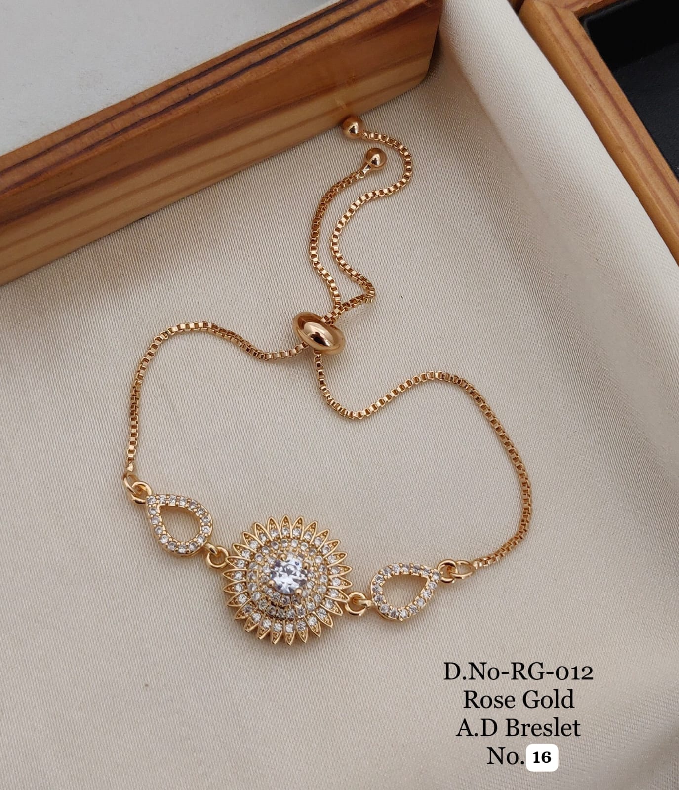 Elegant Rose Gold A.D. Bracelet designed with sparkling stones and a luxurious finish 🤩