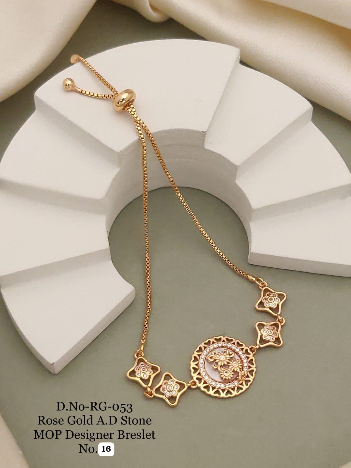 Elegant Rose Gold A.D. Bracelet designed with sparkling stones and a luxurious finish 🤩