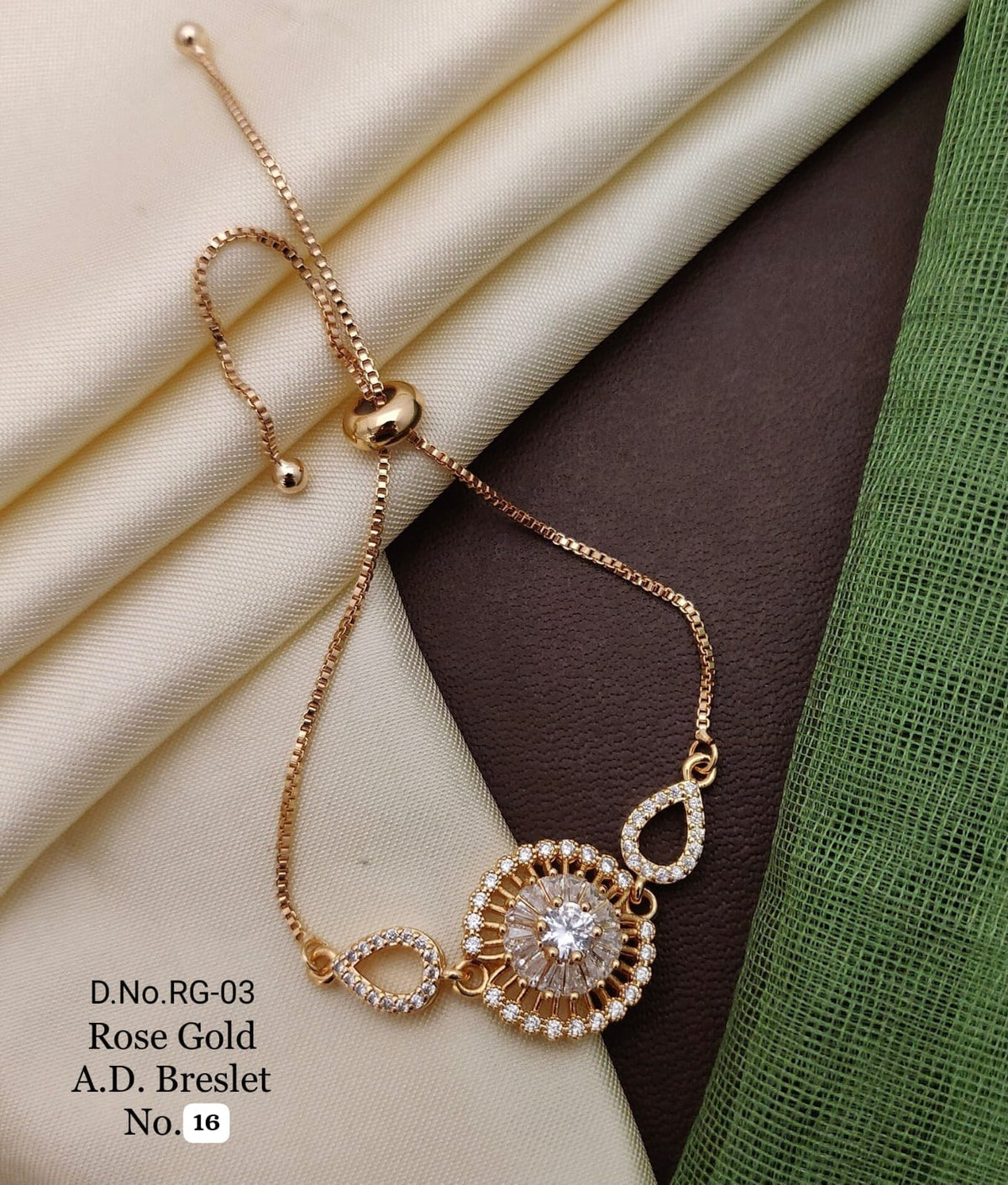 Elegant Rose Gold A.D. Bracelet designed with sparkling stones and a luxurious finish 🤩