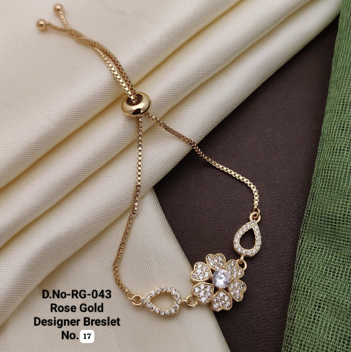 Elegant Rose Gold A.D. Bracelet designed with sparkling stones and a luxurious finish 🤩