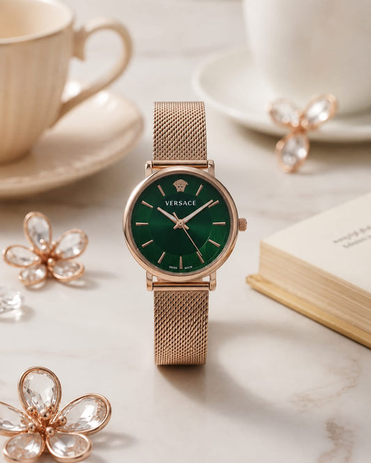Varsace rose gold green