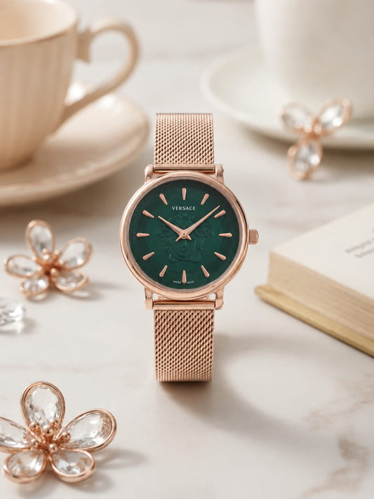 Varsace rose gold green
